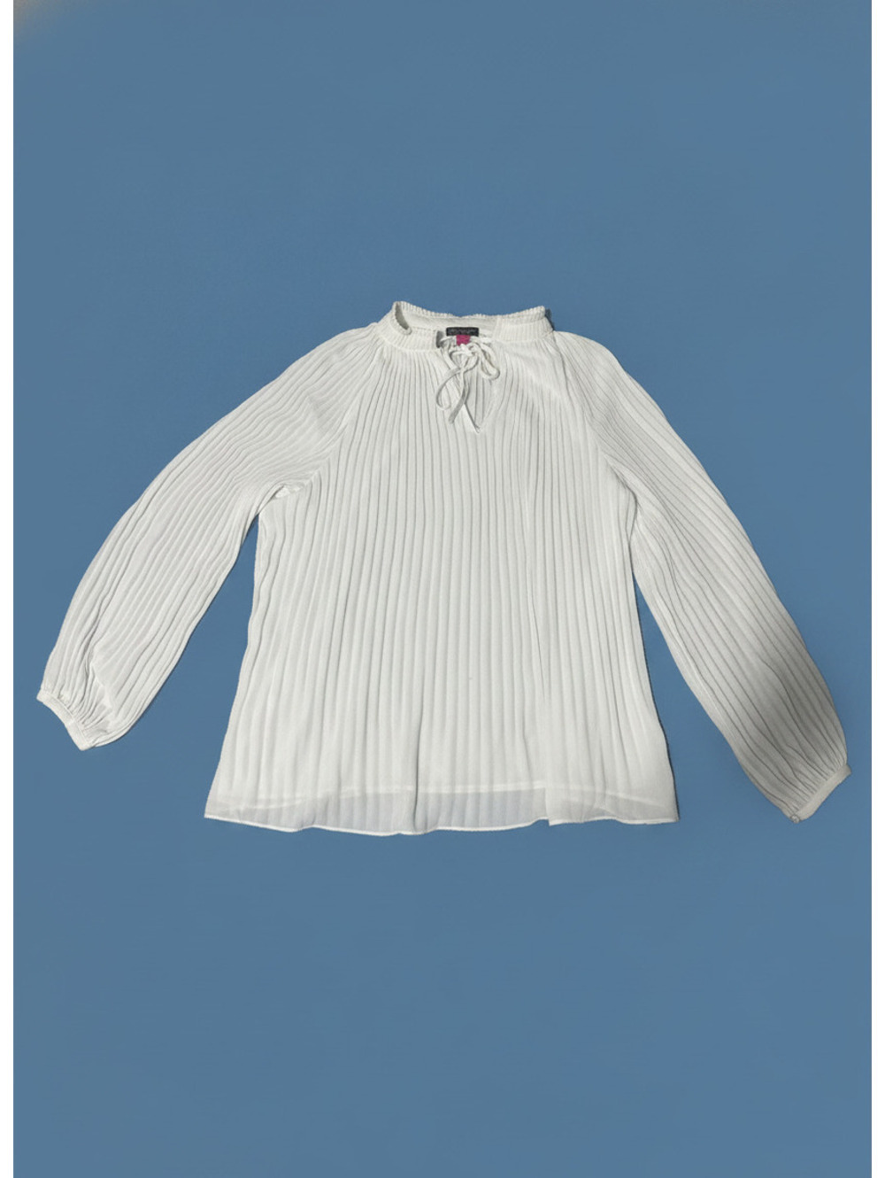 Vince Camuto Women's White Pleated Long Sleeve Blouse Size S